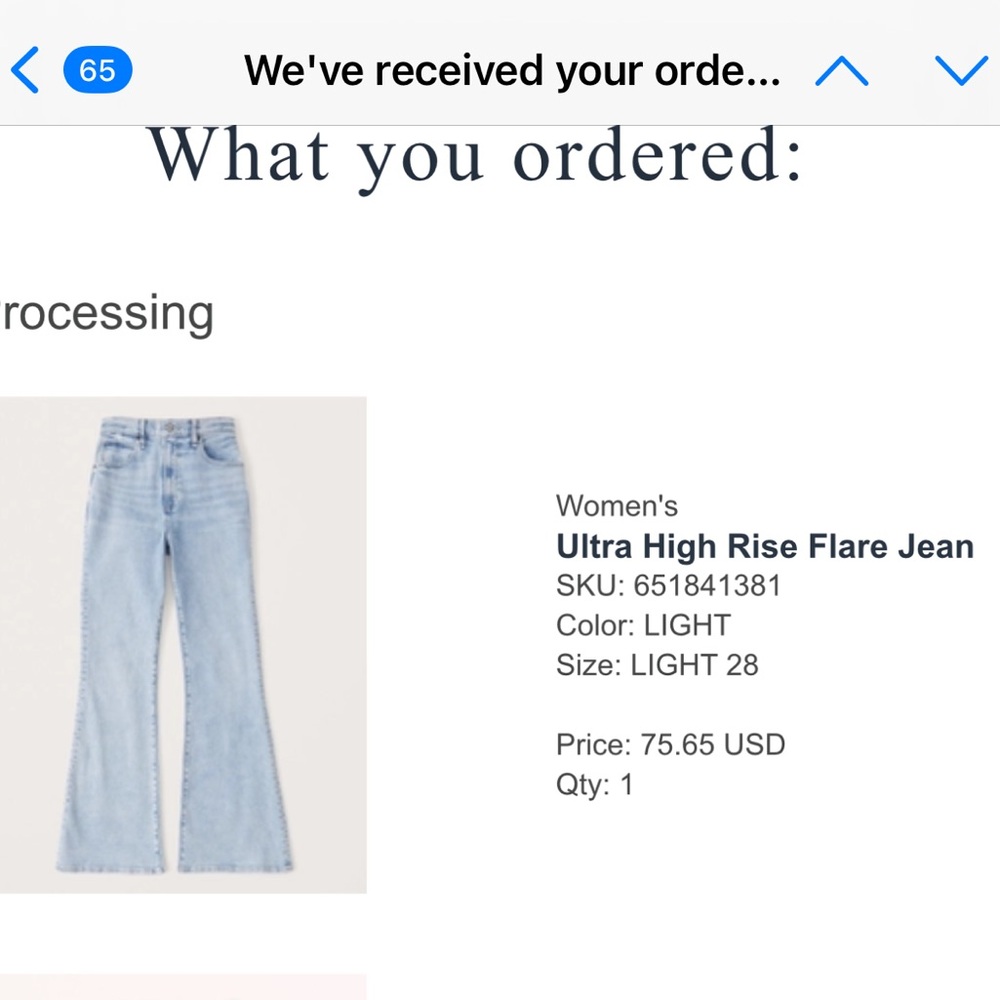 Abercrombie Ultra High Rise Flare Jeans - 28